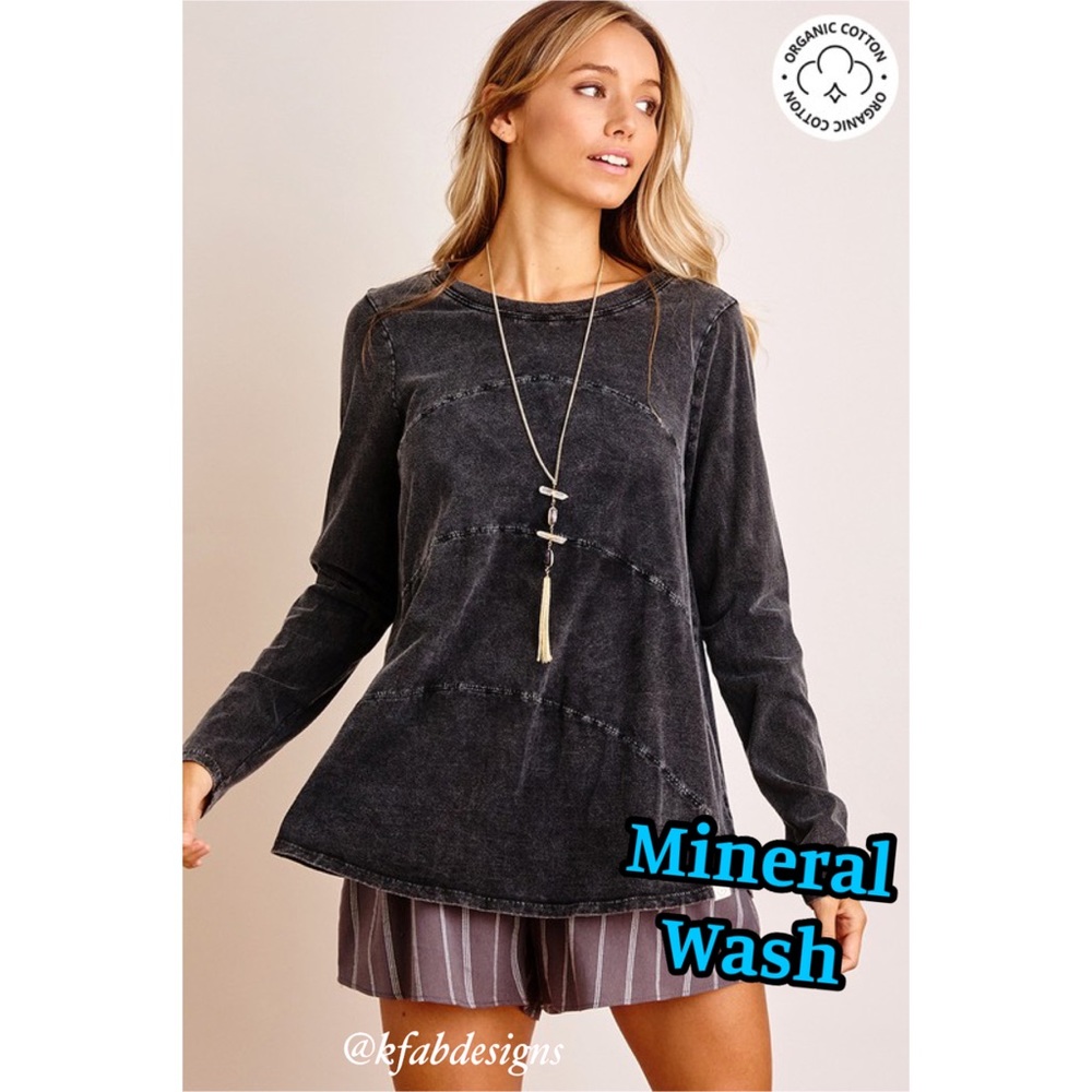 LAST 3! 100% Organic Cotton Mineral Washed A Line Deep Charcoal Top! - Picture 1 of 7